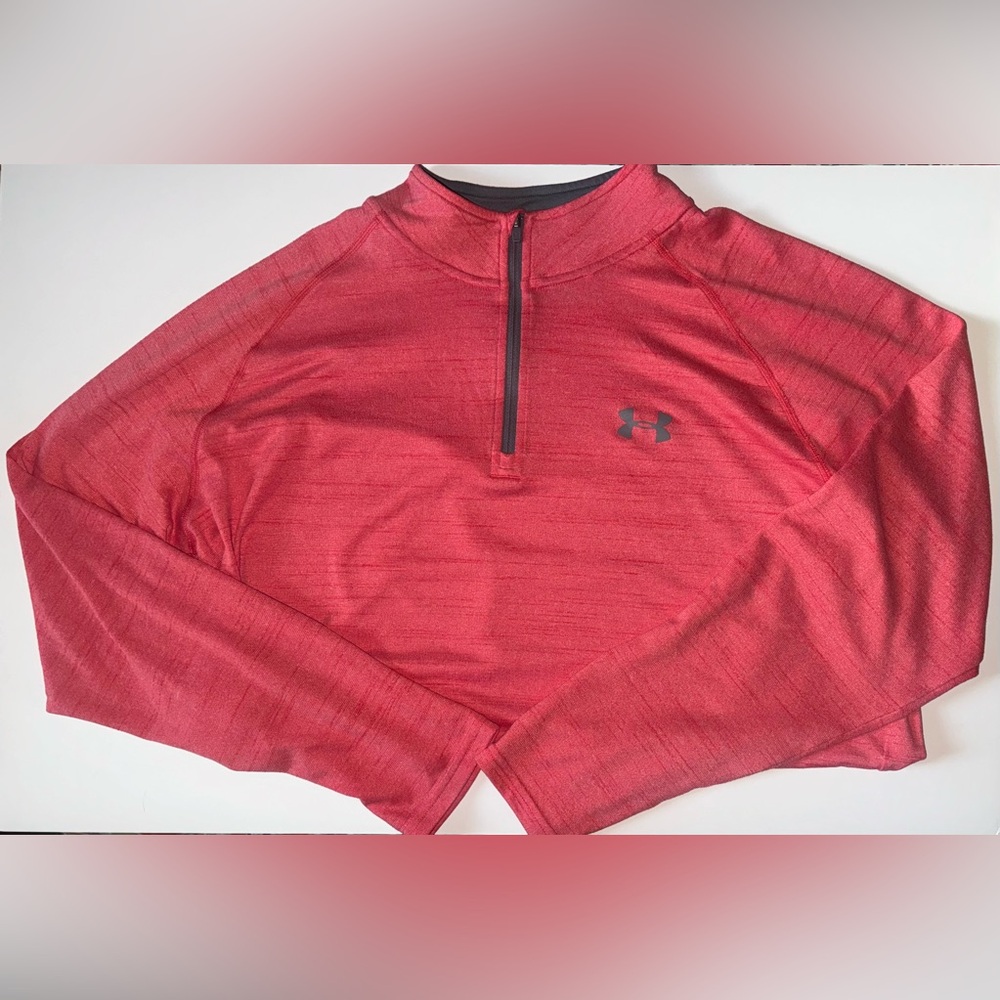 Men’s red Under Armour quarter zip size L